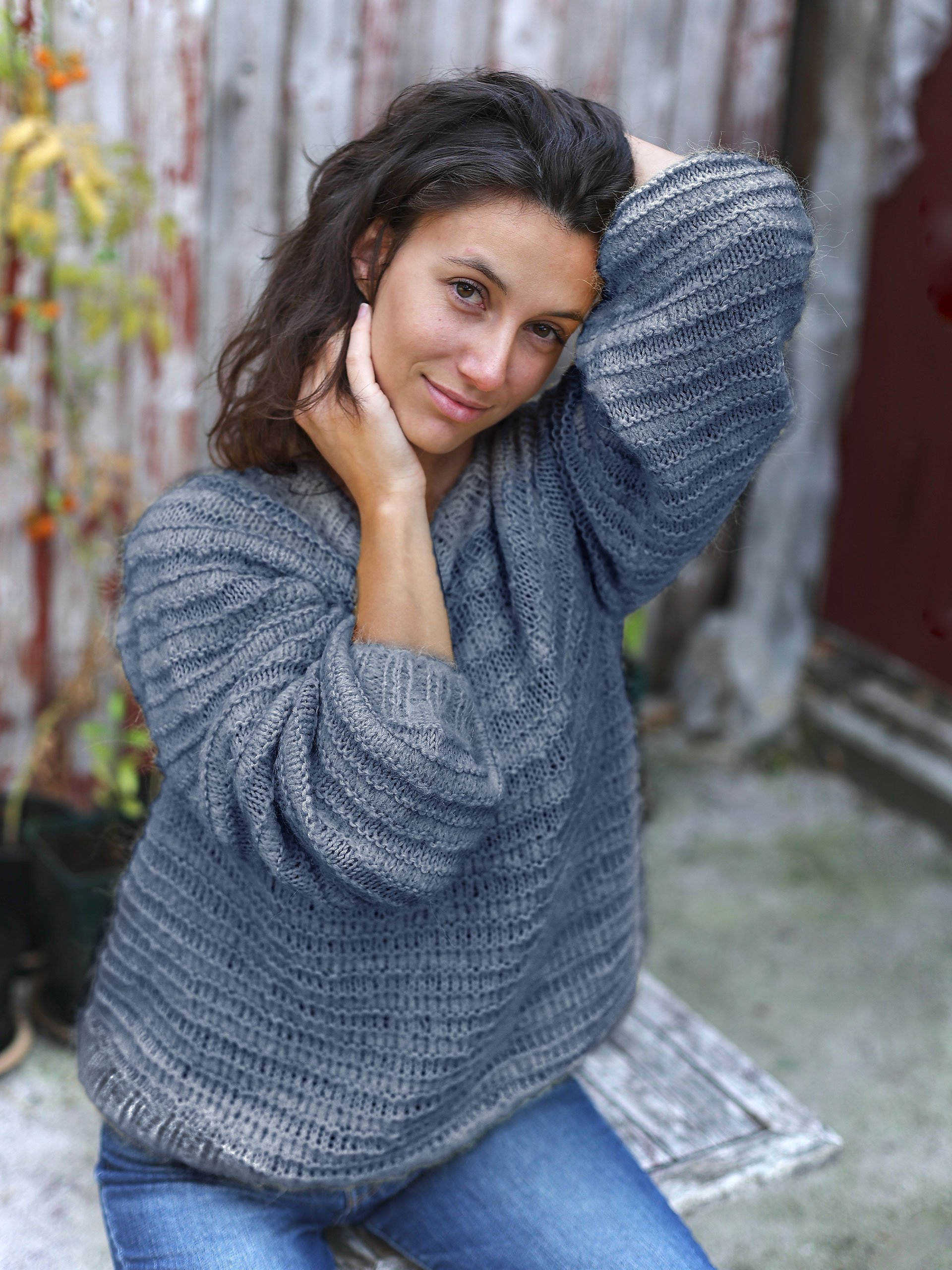 MELT Pullover Jeansblau