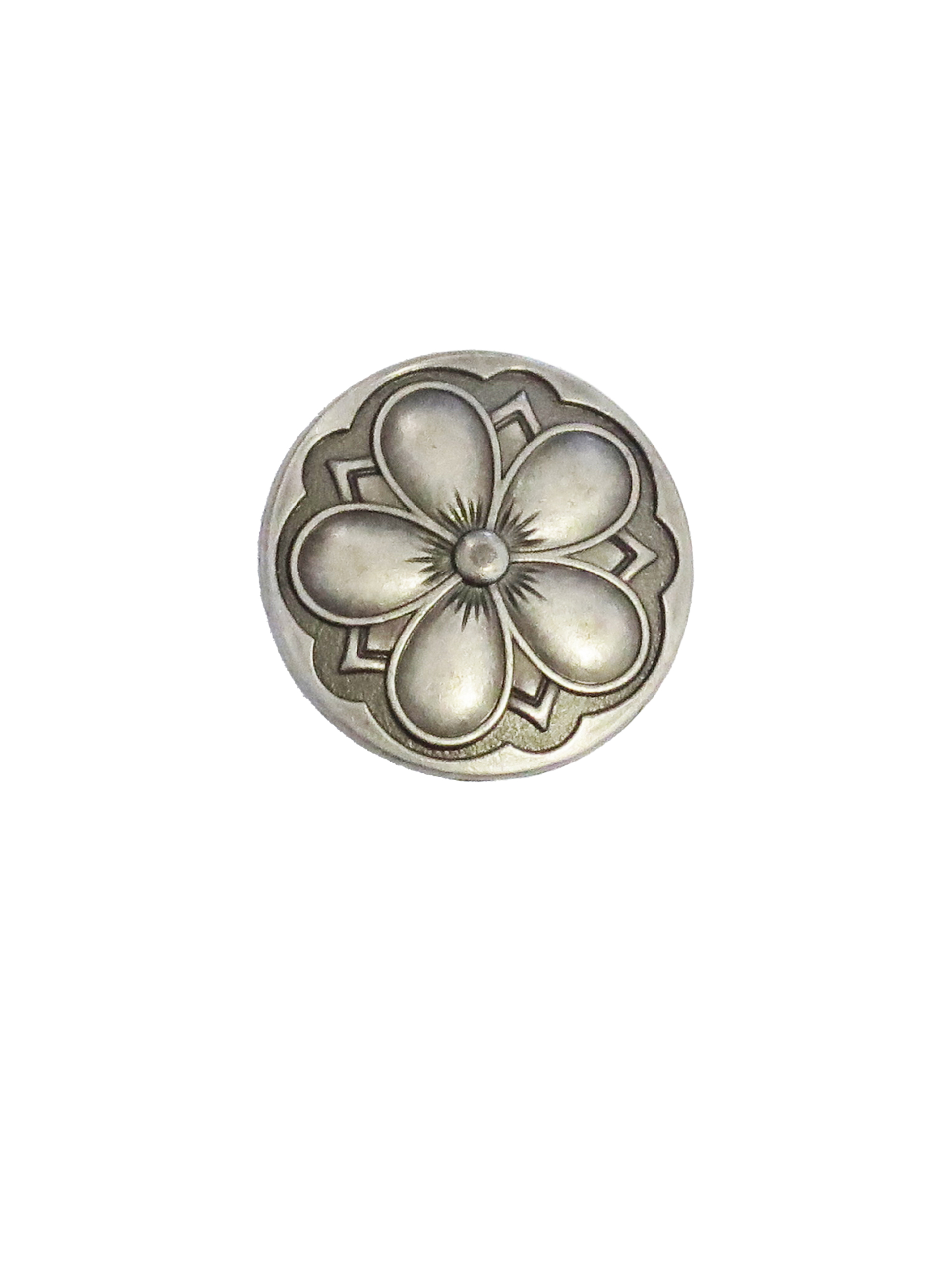 Zinnknopf mit Blume, 15 mm