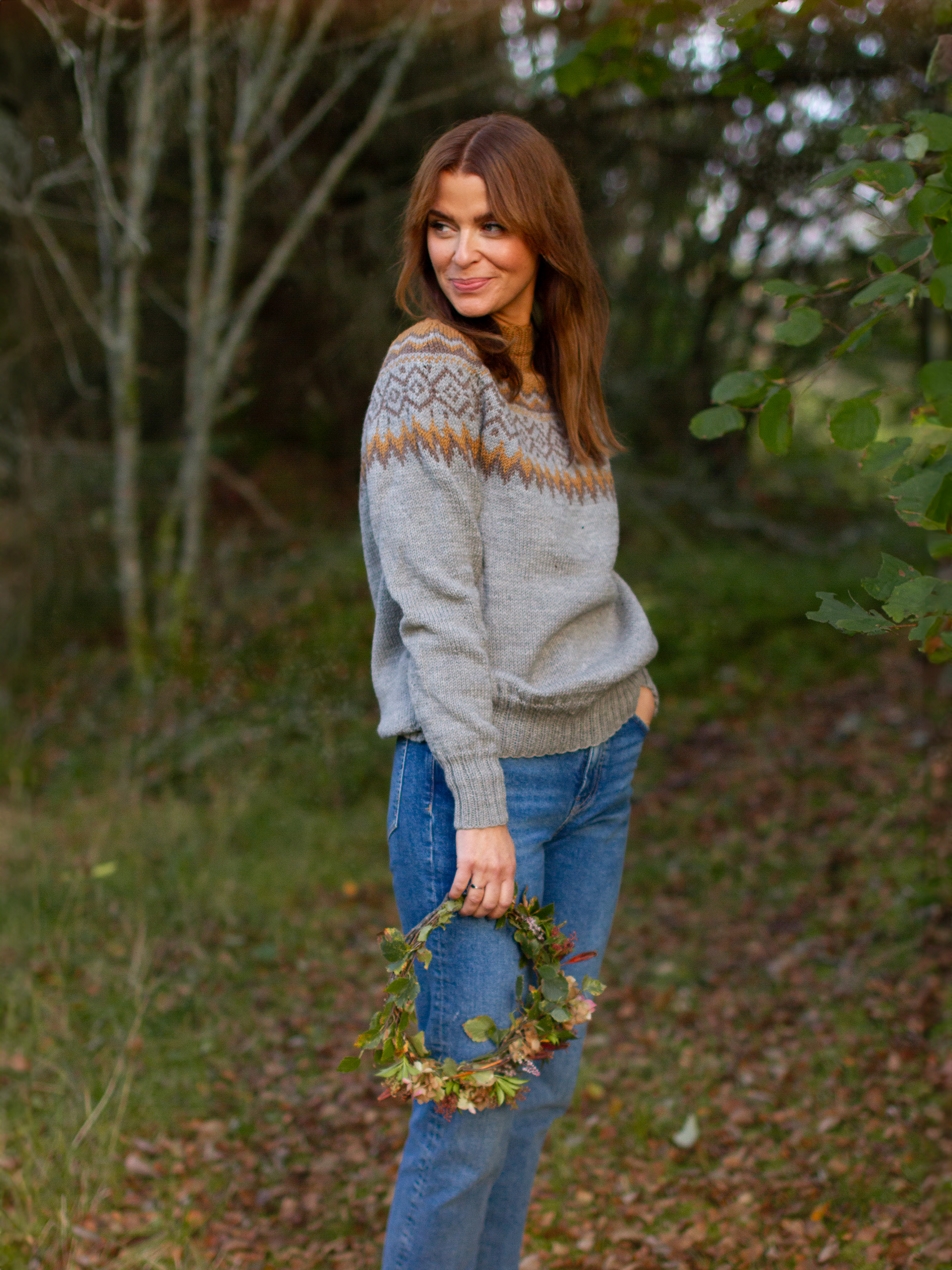 DRIV Damenpullover graubeige meliert (Merinor)