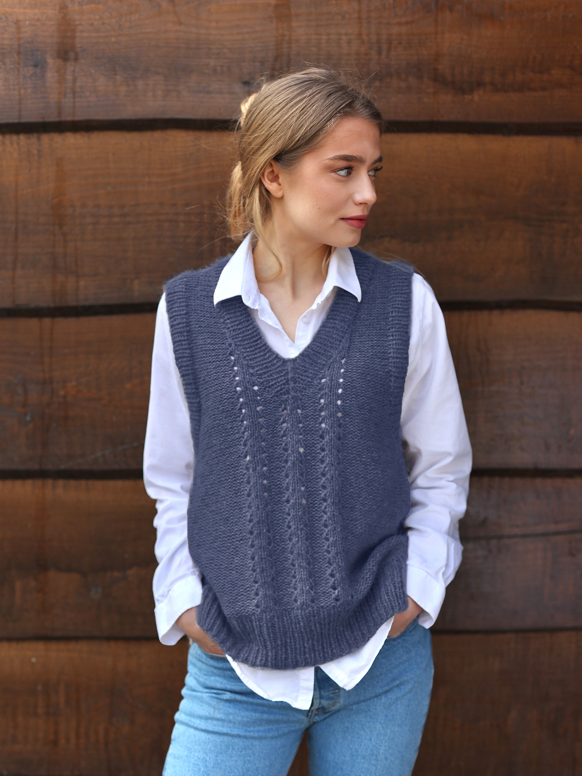 EAST Weste Jeansblau