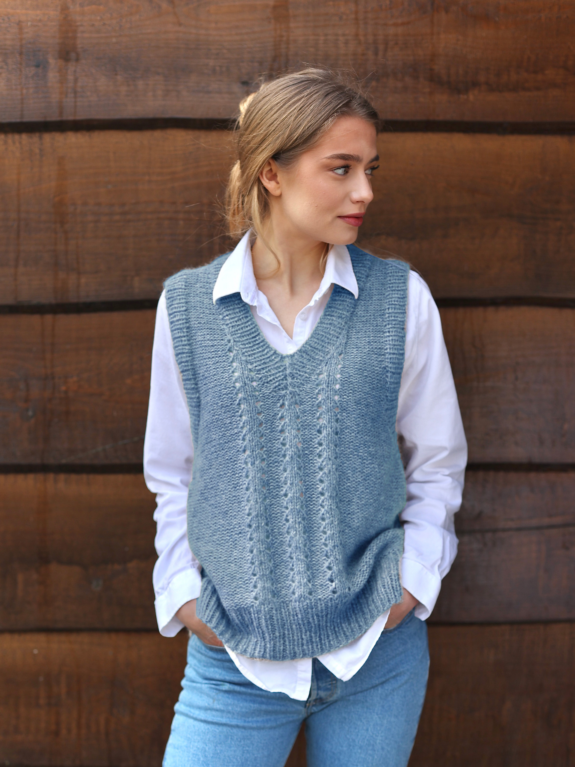 EAST Weste helles Jeansblau