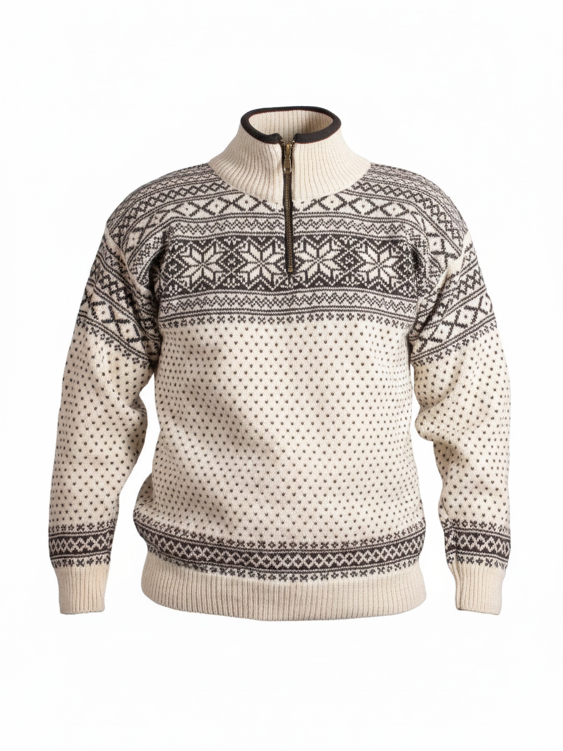 Str. M - Setesdal unisex genser m/zip offwhite