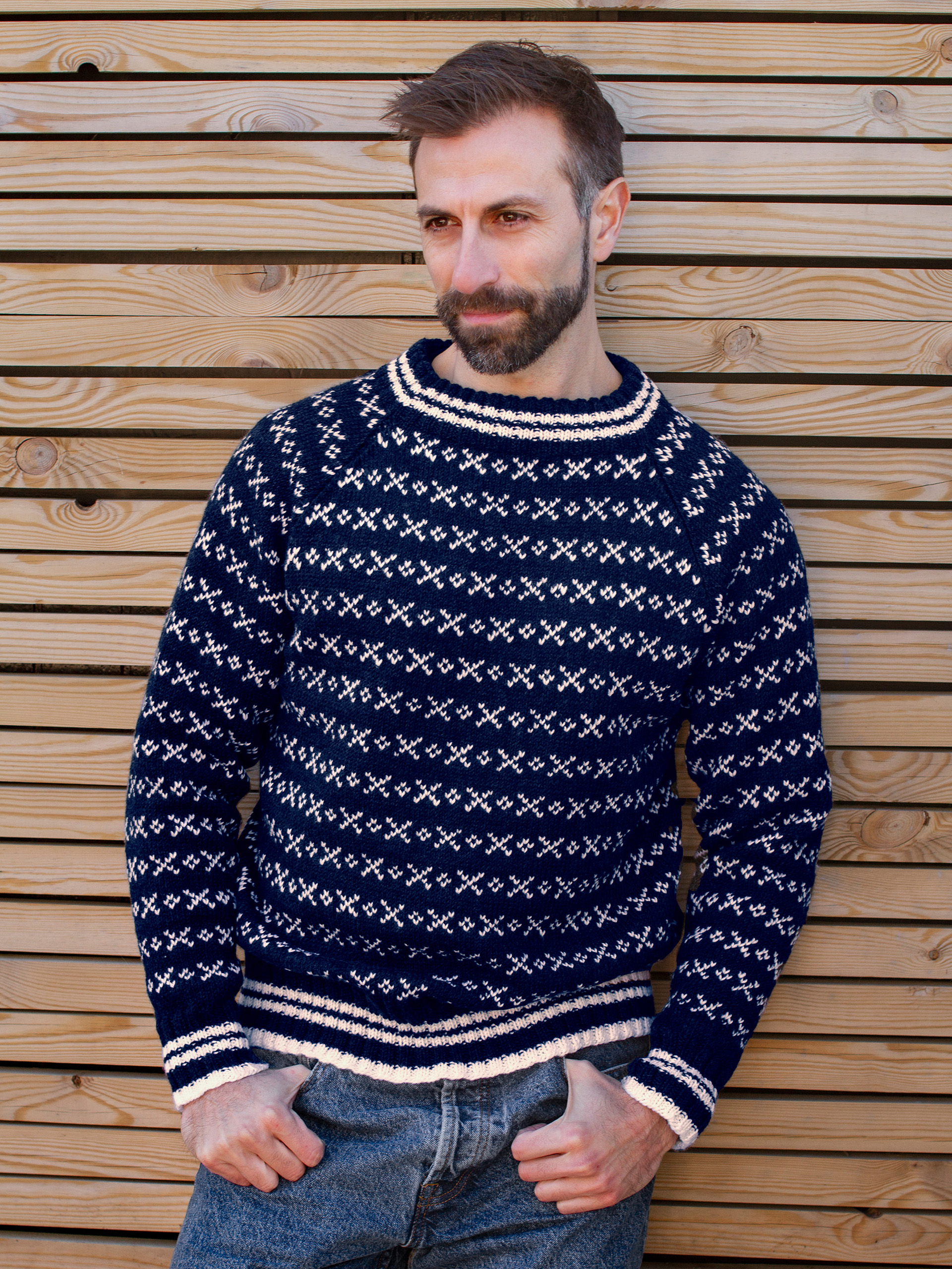 HUSAVIK Islender Herren Marine (Woolevo)