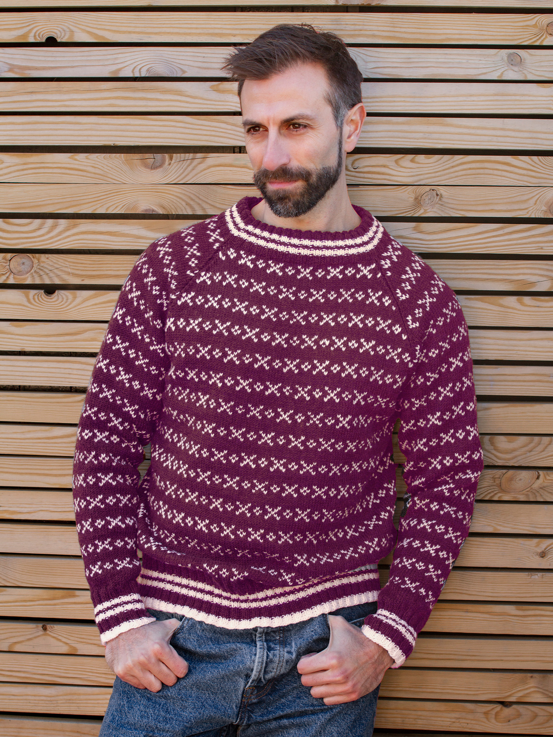 HUSAVIK Islender Herren Rotlila (Merinor)